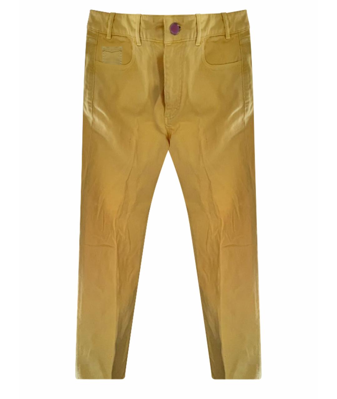 LORO PIANA Желтые хлопковые прямые брюки, фото 1