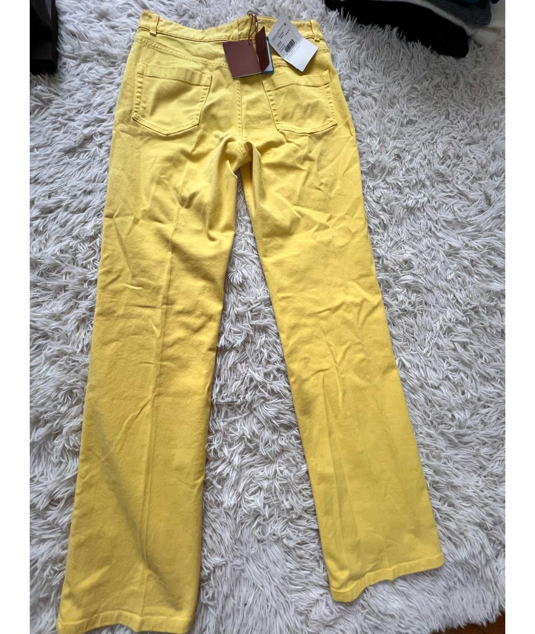 LORO PIANA Желтые хлопковые прямые брюки, фото 2