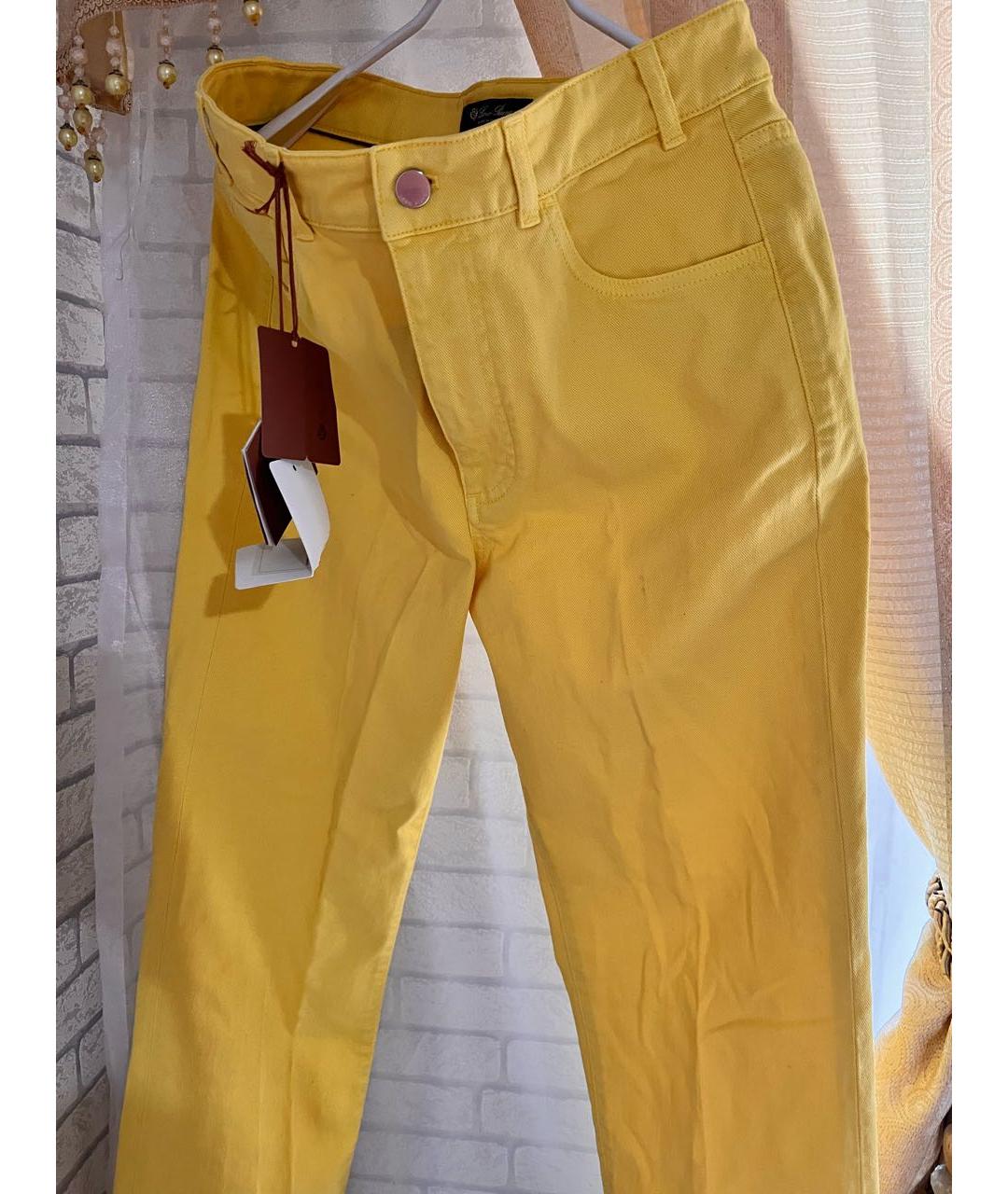 LORO PIANA Желтые хлопковые прямые брюки, фото 3