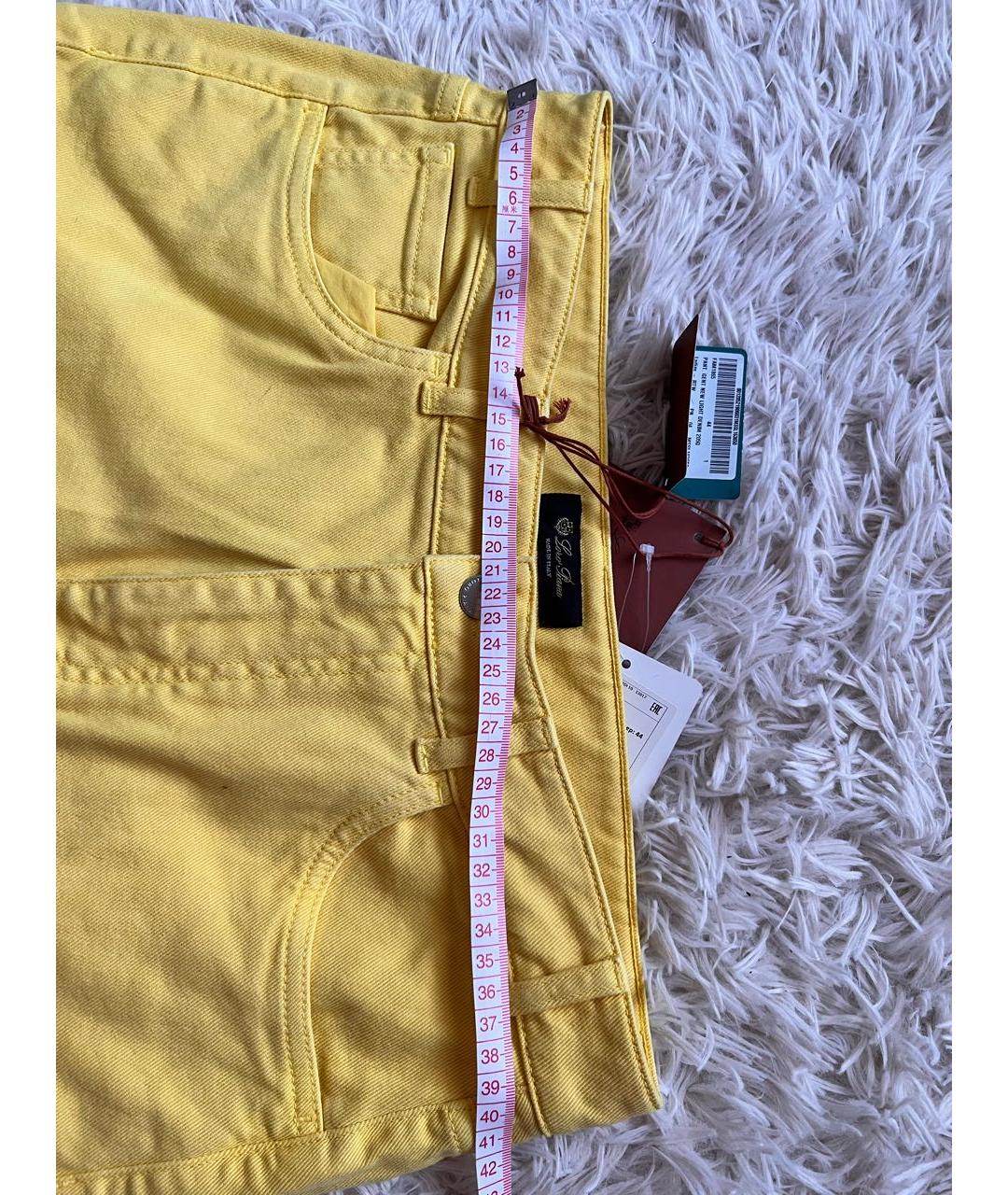LORO PIANA Желтые хлопковые прямые брюки, фото 4