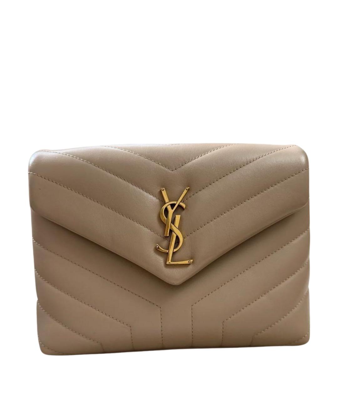 SAINT LAURENT Бежевая кожаная сумка через плечо, фото 1