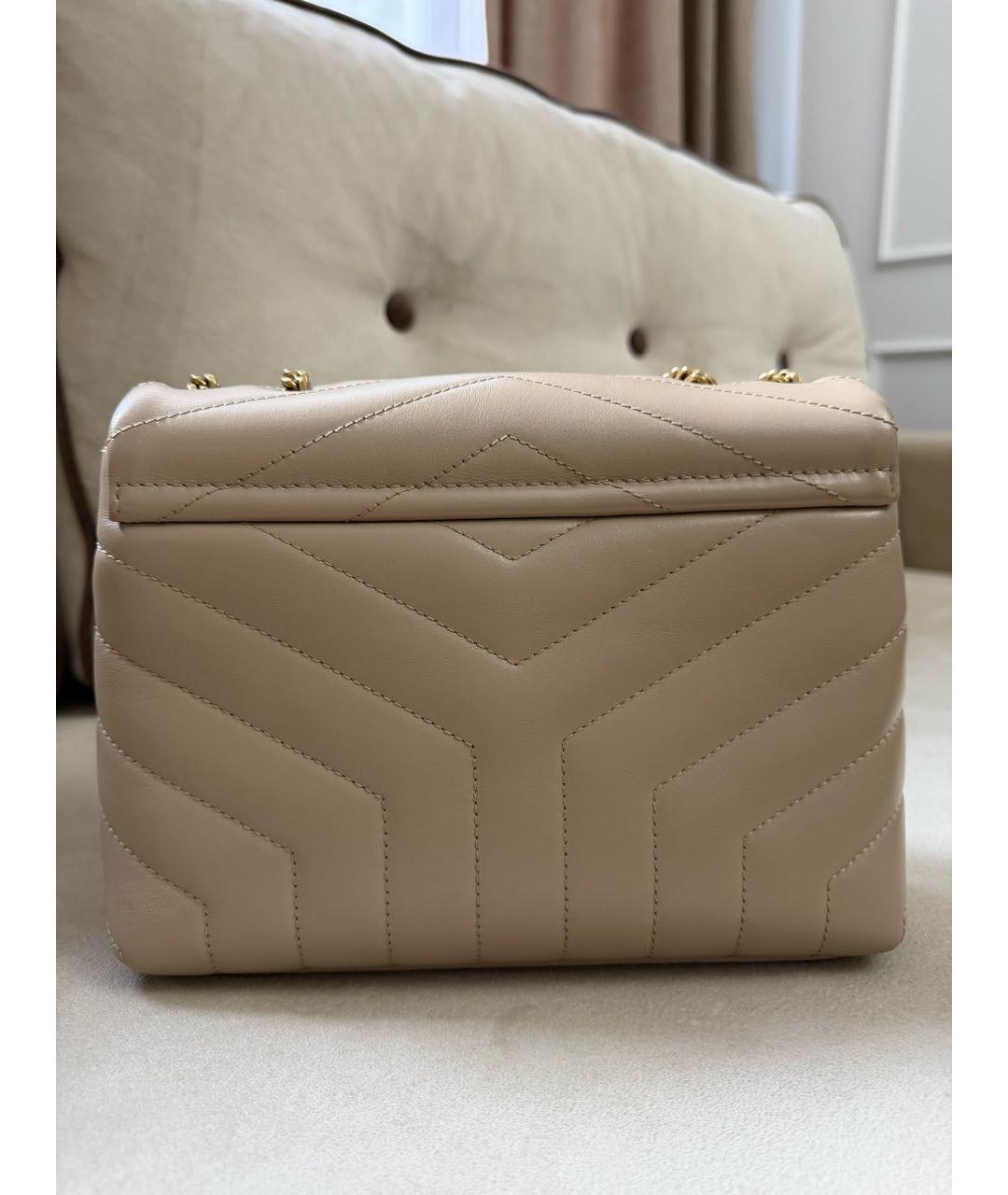 SAINT LAURENT Бежевая кожаная сумка через плечо, фото 2