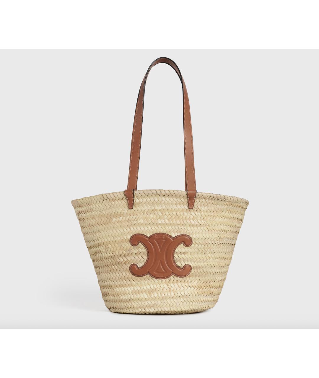 CELINE Бежевая пелетеная сумка тоут, фото 6