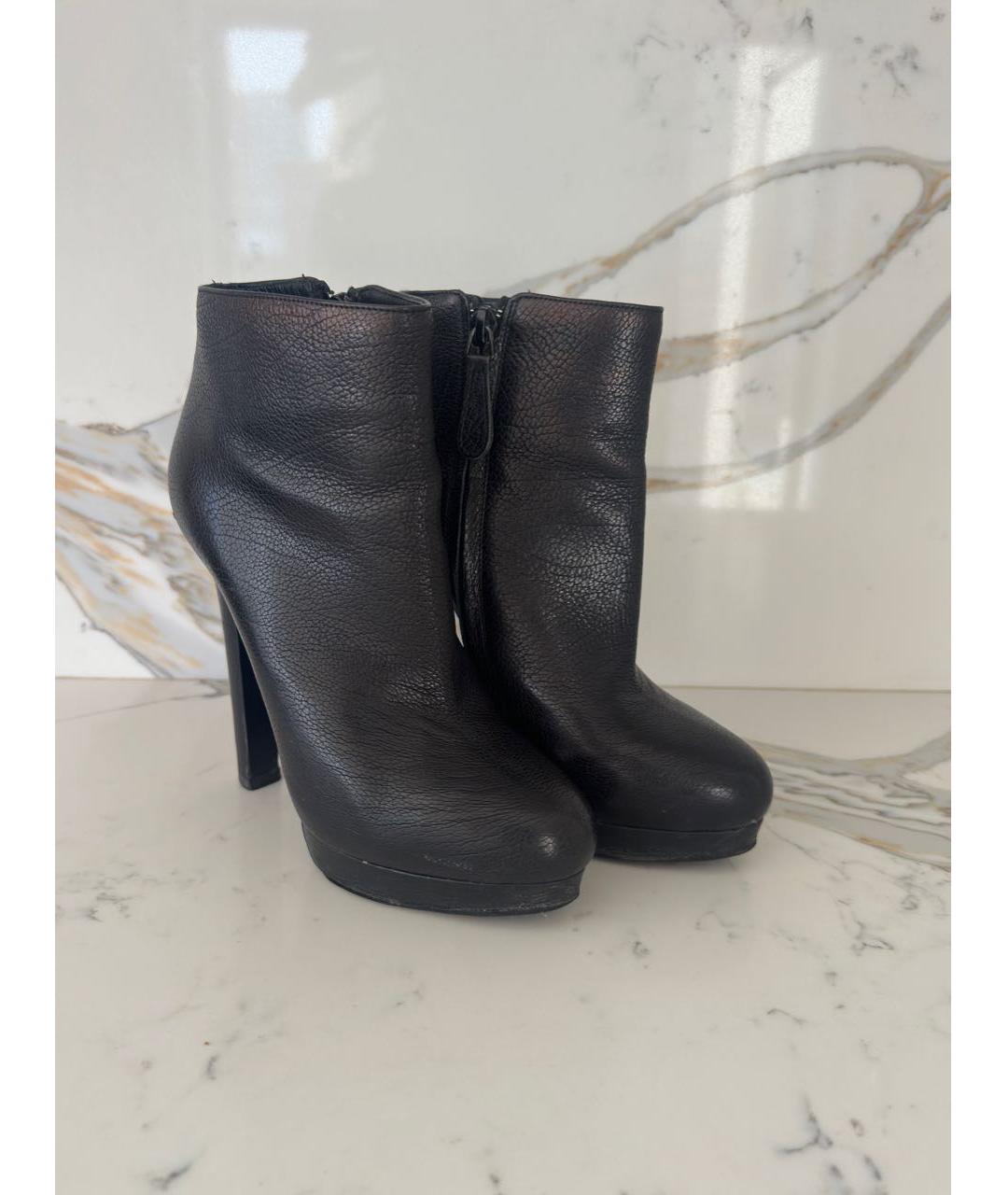 ALEXANDER MCQUEEN Черные кожаные ботильоны, фото 2