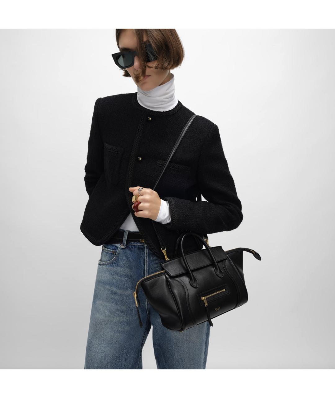 CELINE Черная кожаная сумка тоут, фото 3