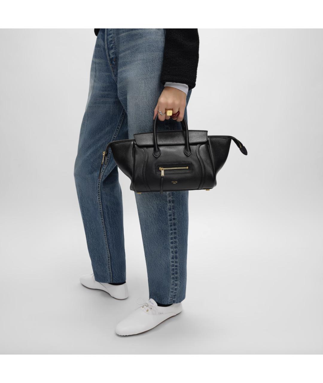 CELINE Черная кожаная сумка тоут, фото 4