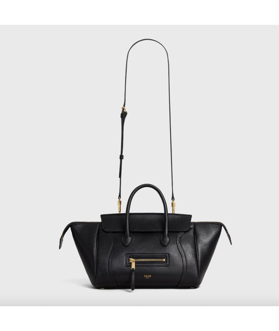 CELINE Черная кожаная сумка тоут, фото 8