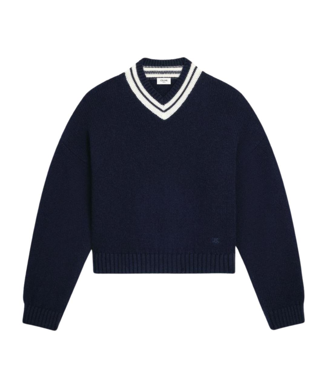 CELINE Темно-синий кашемировый джемпер / свитер, фото 1