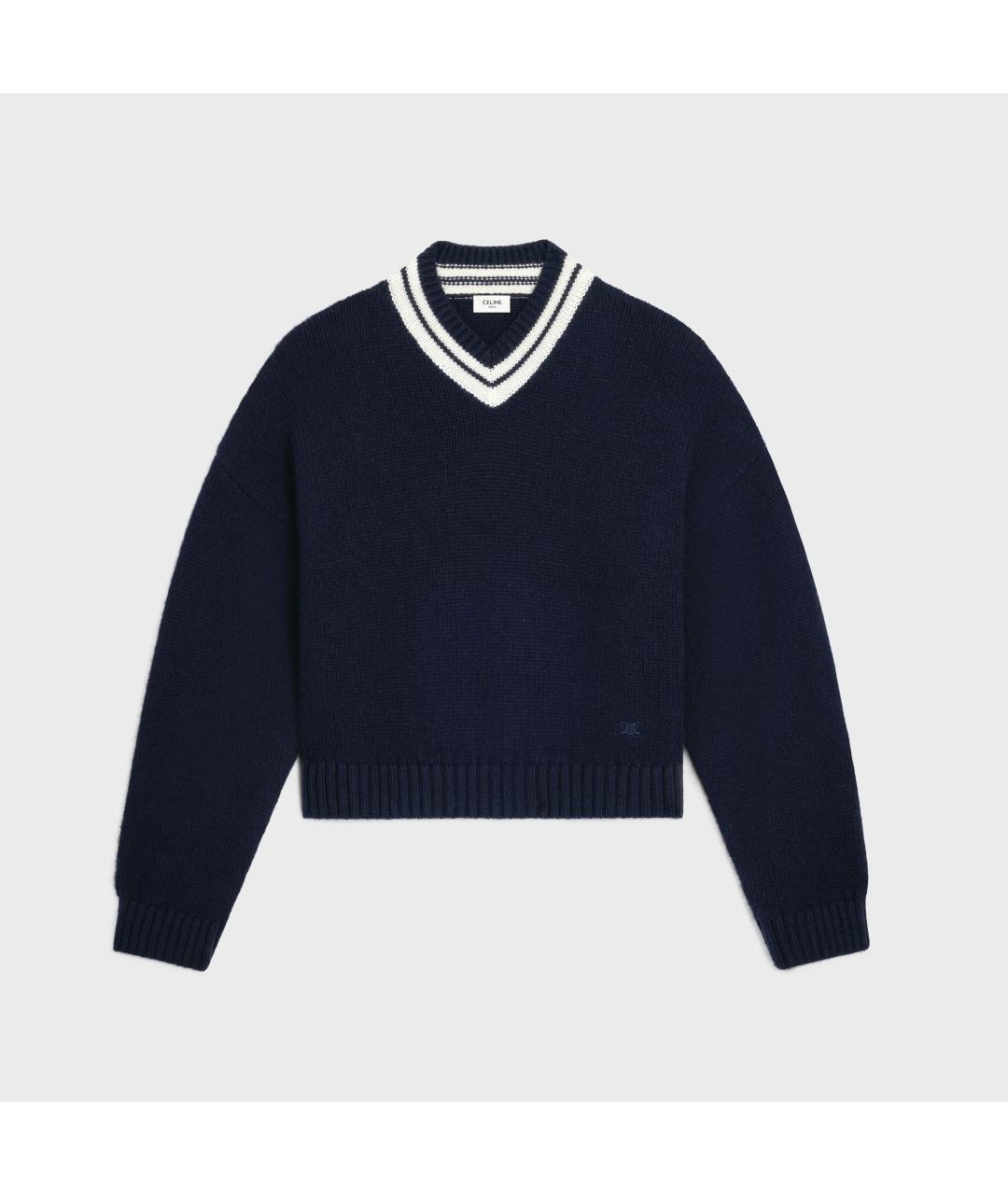 CELINE Темно-синий кашемировый джемпер / свитер, фото 5