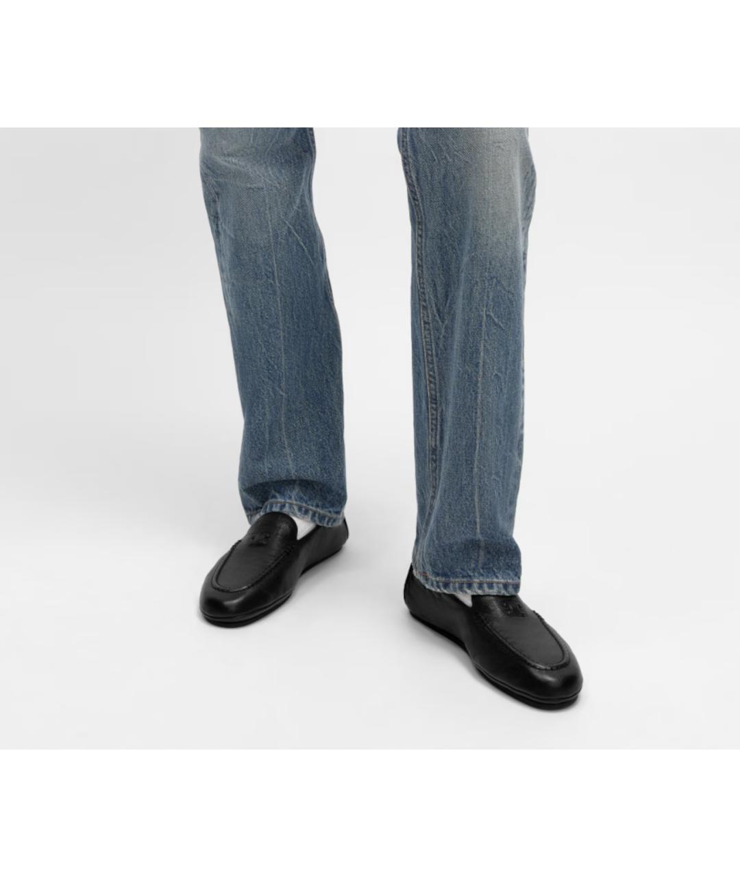 CELINE Черные кожаные мокасины, фото 2