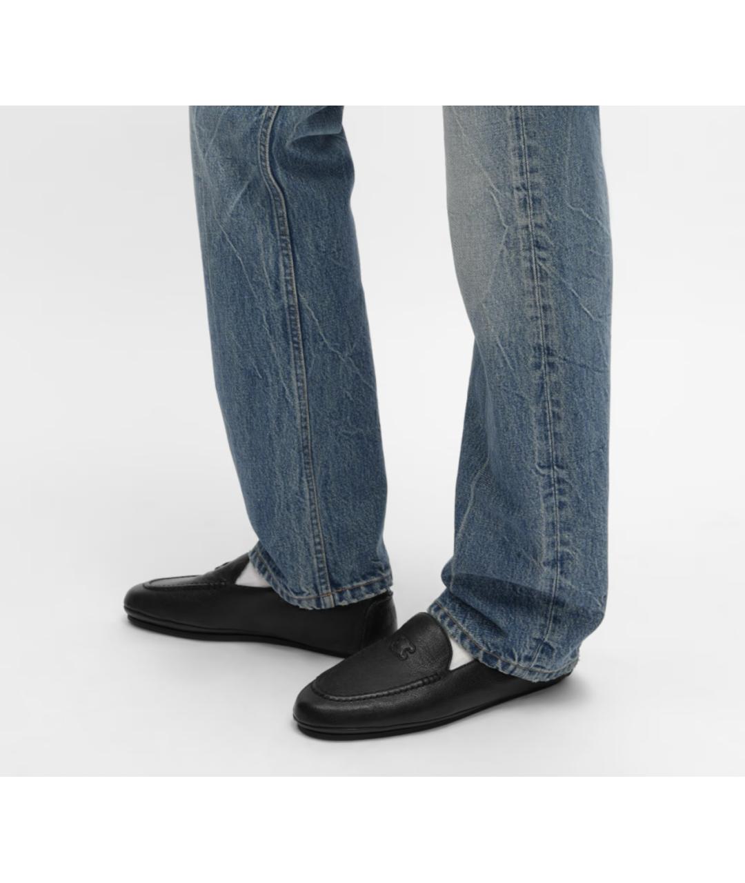 CELINE Черные кожаные мокасины, фото 3