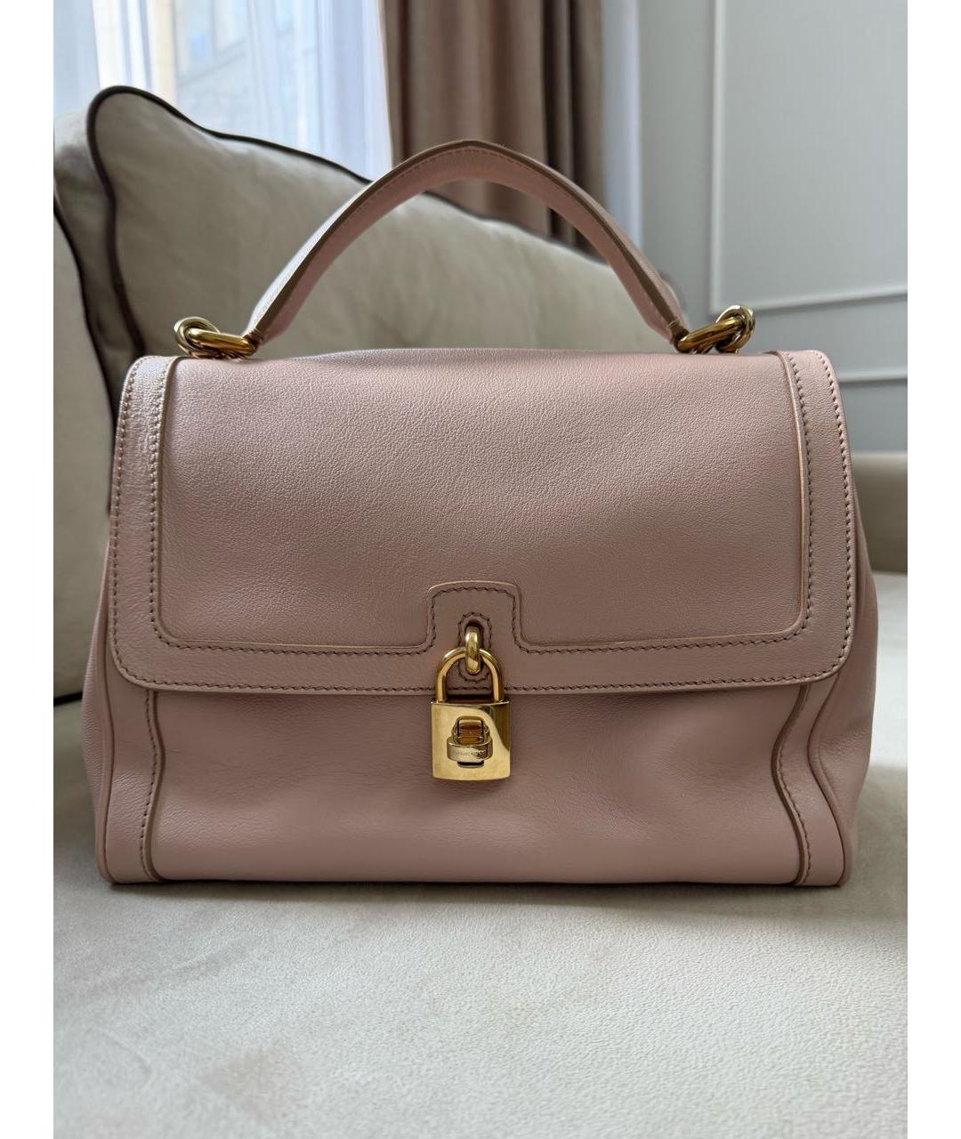 DOLCE&GABBANA Розовая кожаная сумка через плечо, фото 9