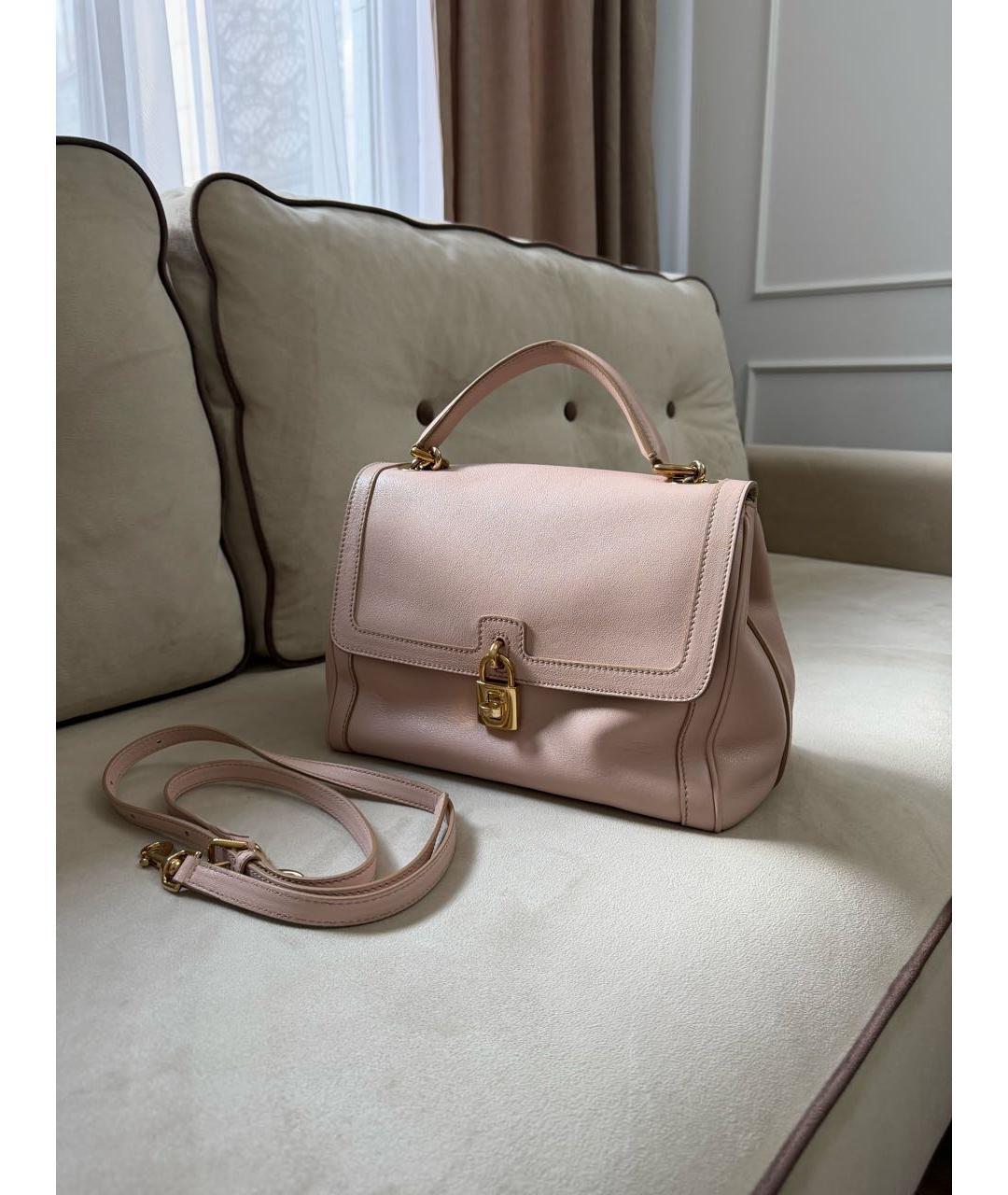 DOLCE&GABBANA Розовая кожаная сумка через плечо, фото 2