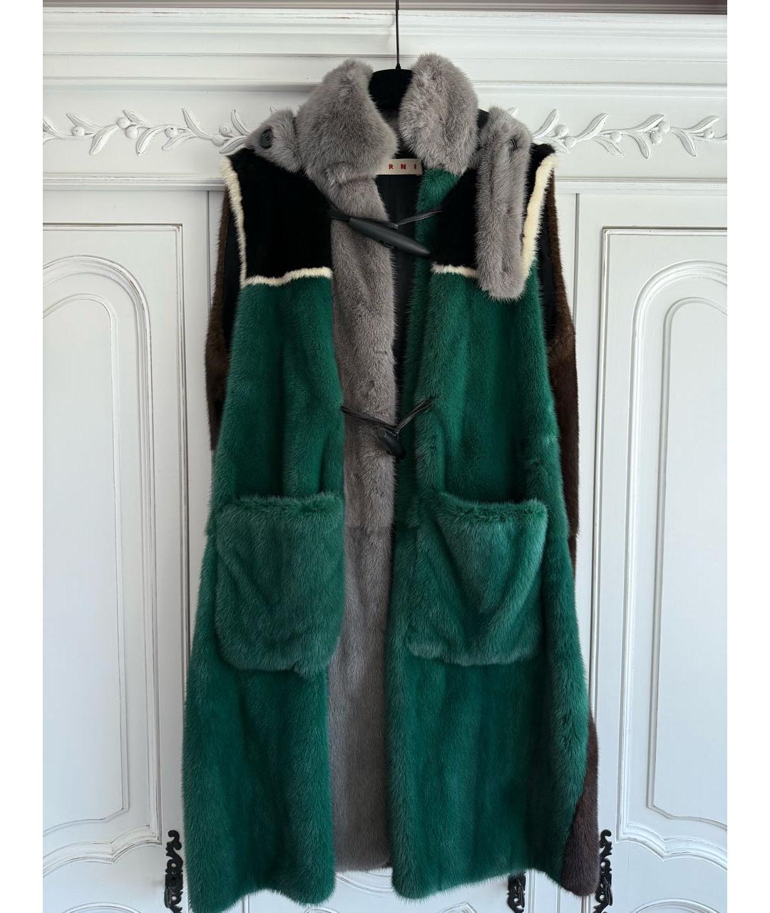 MARNI Зеленый меховой жилет, фото 5