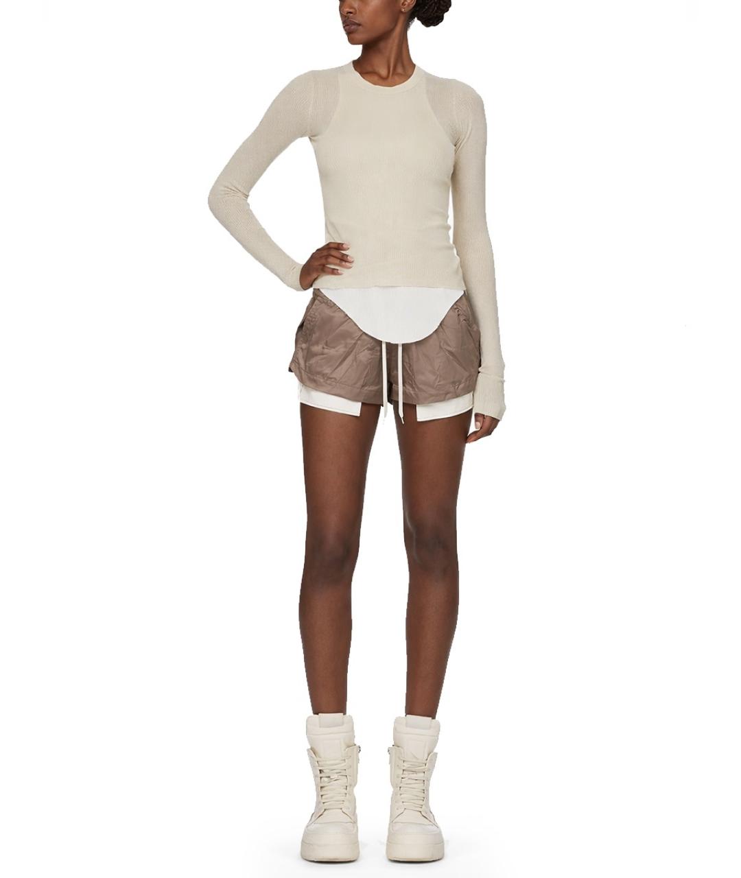 RICK OWENS Коричневые вискозные шорты, фото 2