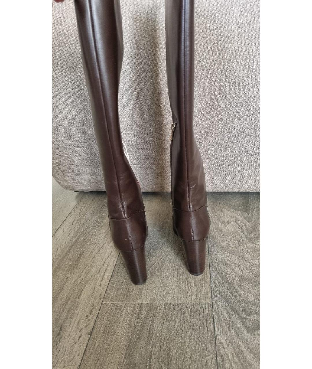 PATRIZIA PEPE Коричневые кожаные сапоги, фото 4
