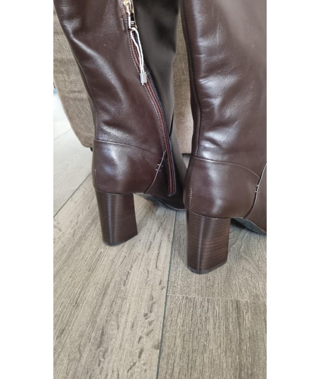 PATRIZIA PEPE Коричневые кожаные сапоги, фото 9