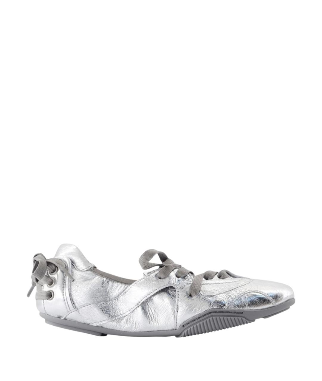 ACNE STUDIOS Серебряные кожаные балетки, фото 1