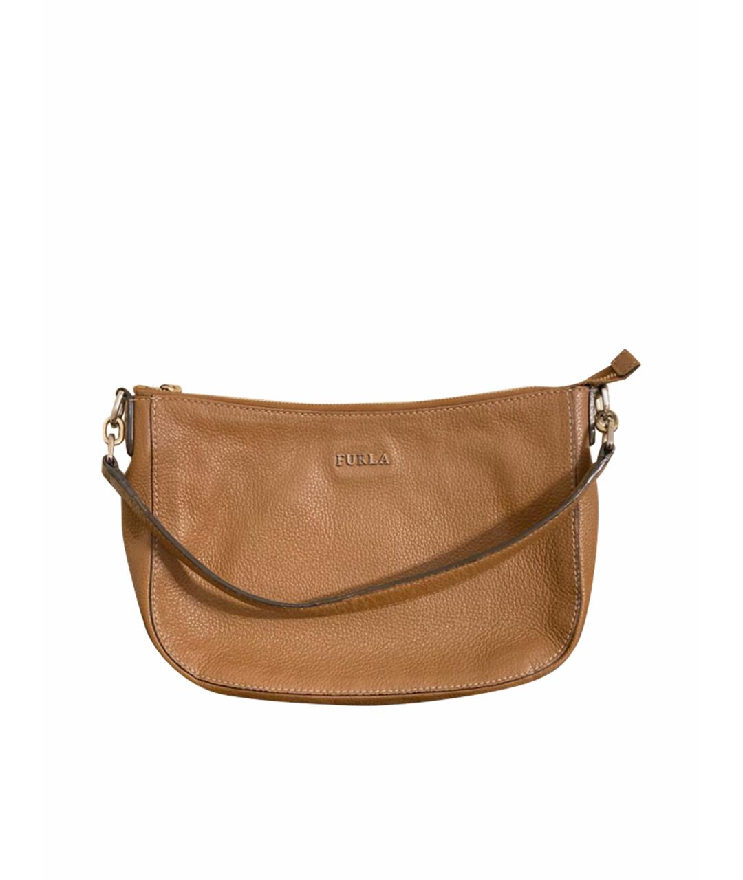FURLA Коричневая кожаная сумка через плечо, фото 1