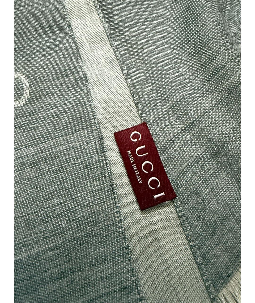 GUCCI Серый шерстяной шарф, фото 5