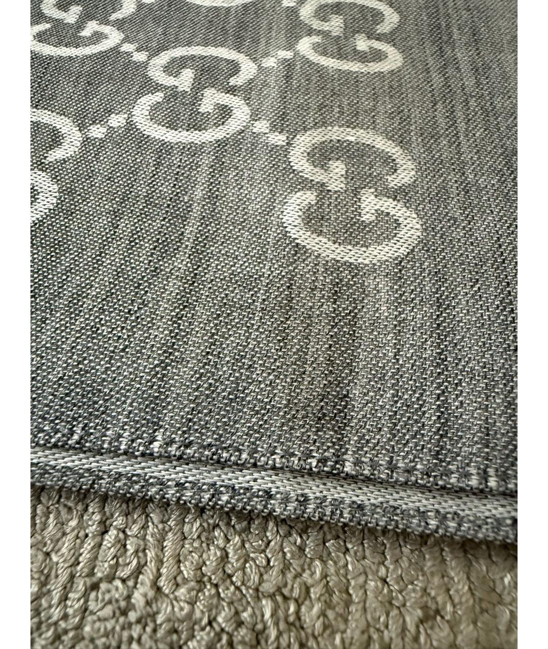 GUCCI Серый шерстяной шарф, фото 2