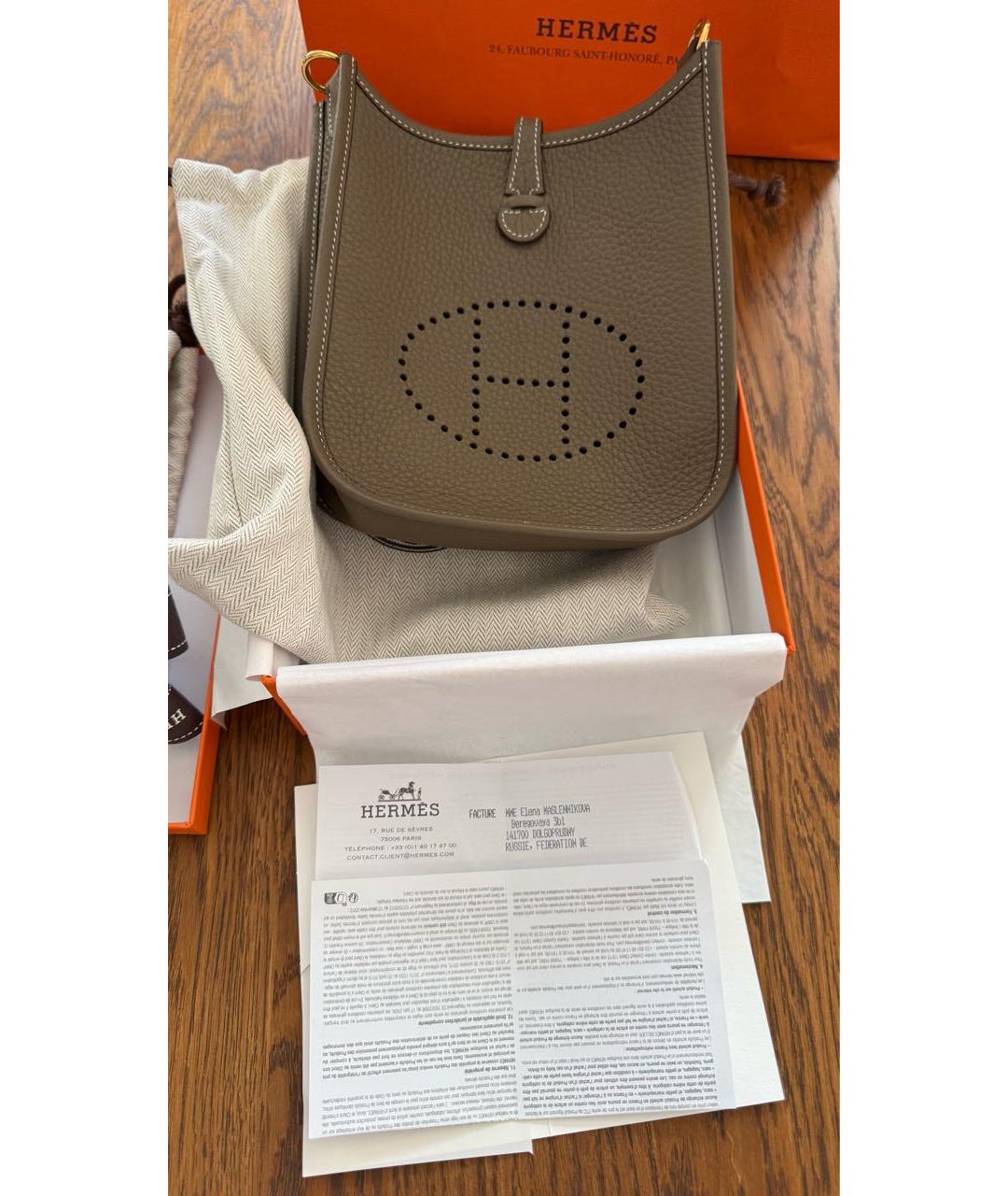 HERMES Бежевая кожаная сумка через плечо, фото 6