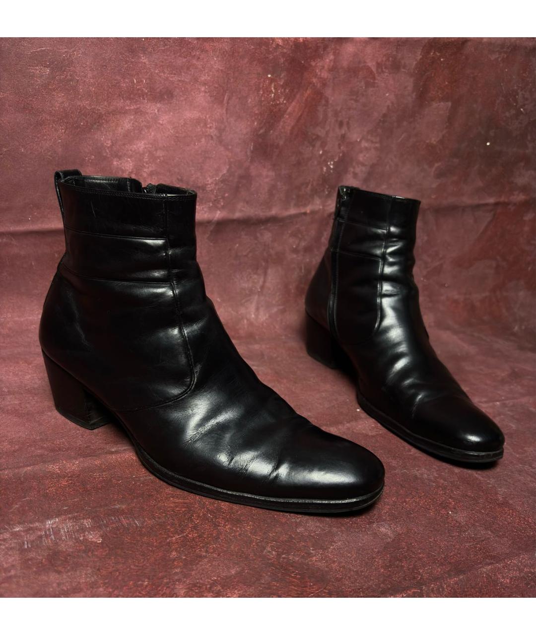 CHRISTIAN DIOR Черные кожаные высокие ботинки, фото 2