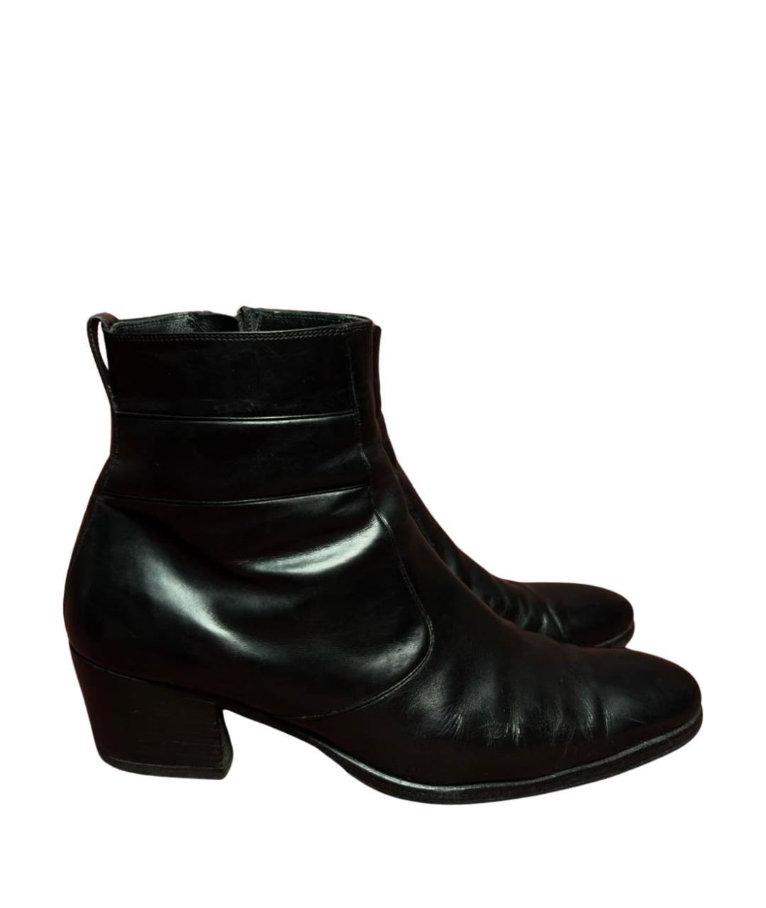 CHRISTIAN DIOR Черные кожаные высокие ботинки, фото 1