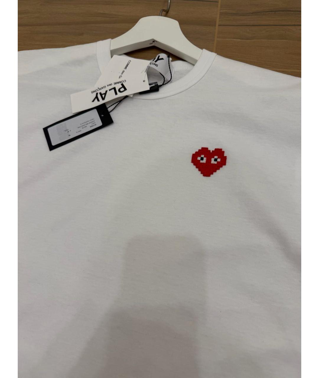 COMME DES GARÇONS PLAY Белая хлопковая футболка, фото 3