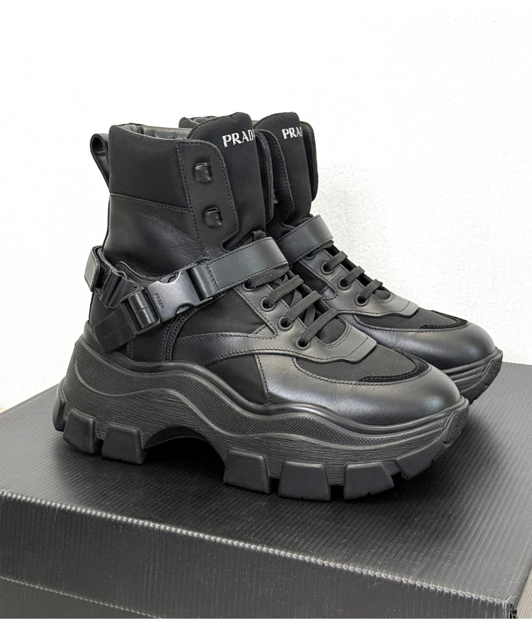 PRADA Черные кожаные ботинки, фото 8
