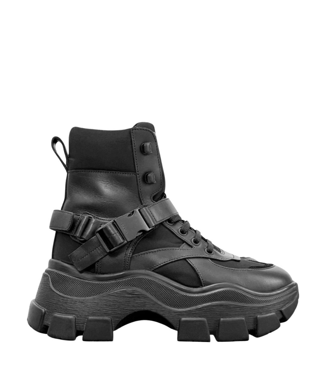 PRADA Черные кожаные ботинки, фото 1