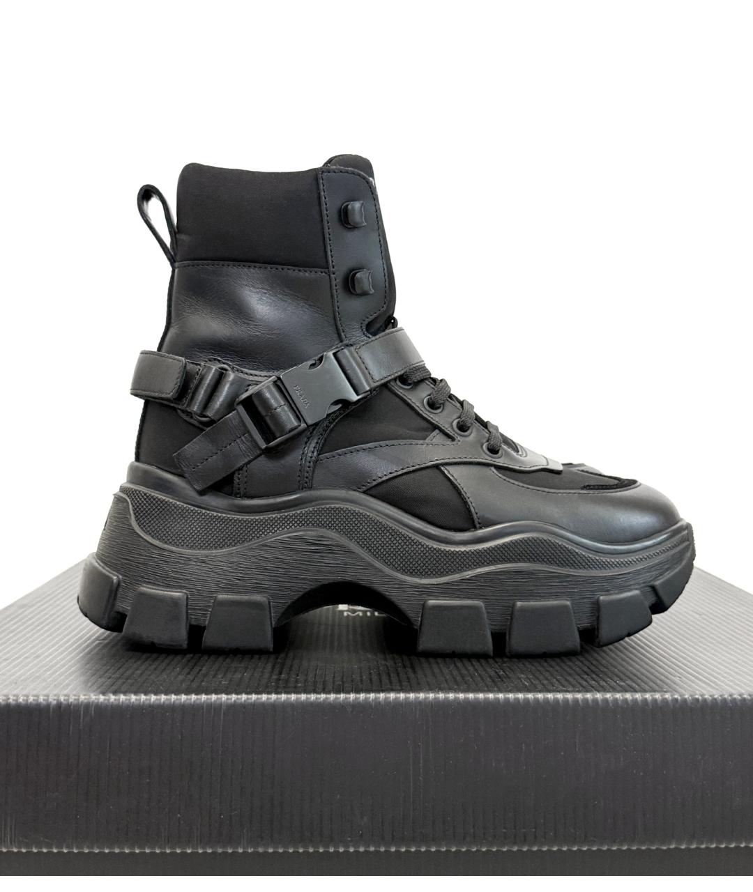 PRADA Черные кожаные ботинки, фото 4