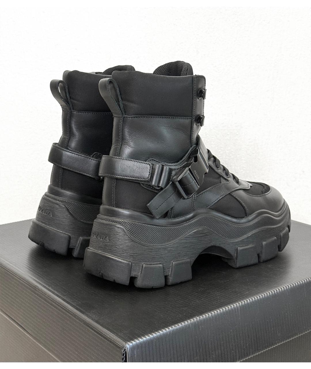 PRADA Черные кожаные ботинки, фото 7