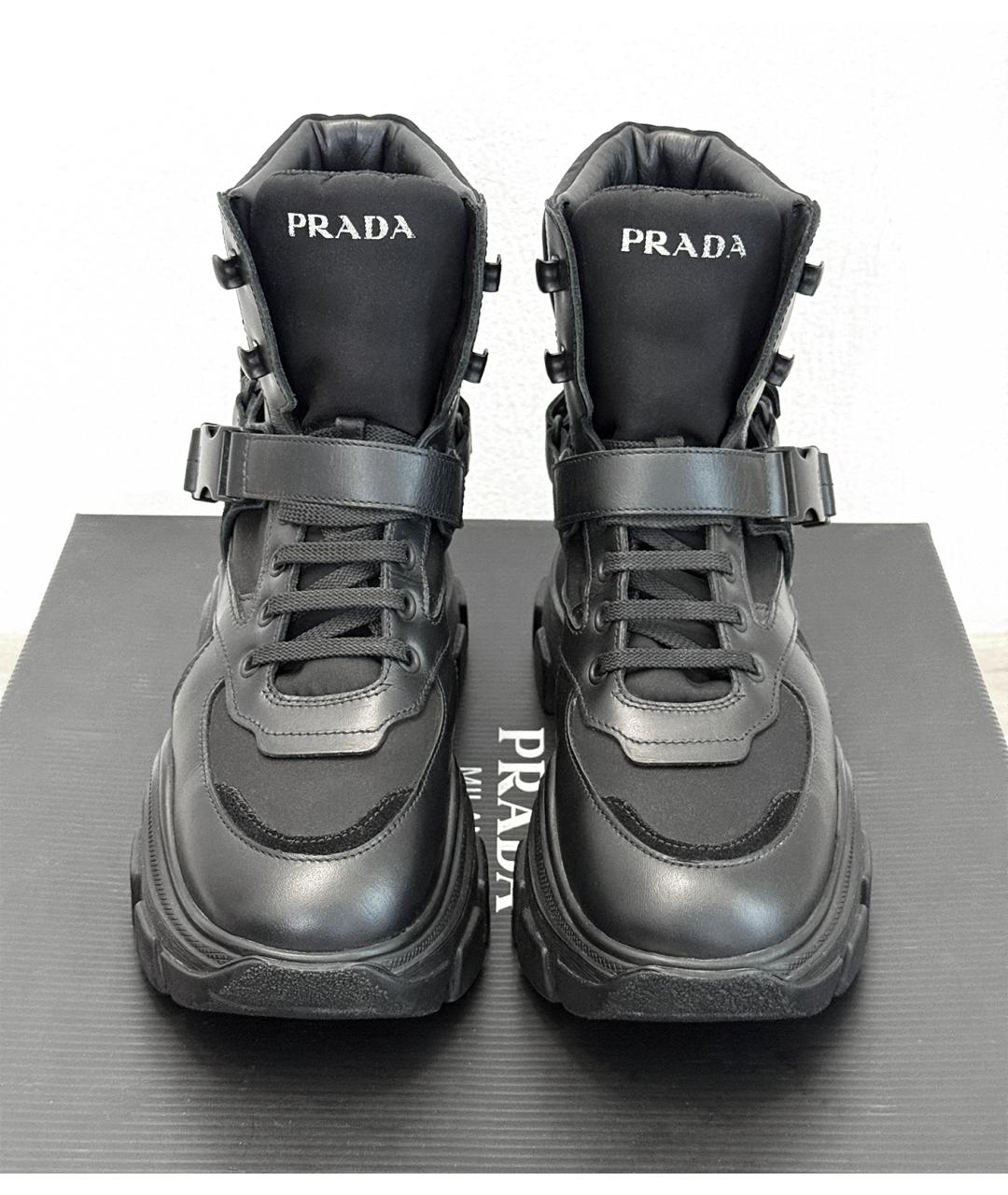 PRADA Черные кожаные ботинки, фото 3