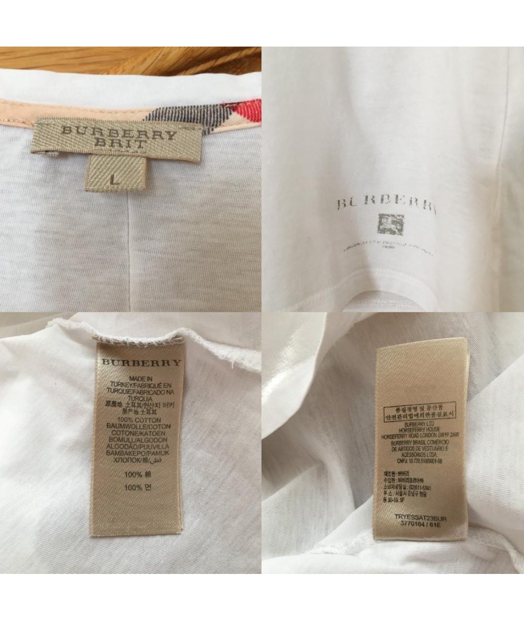 BURBERRY Белая хлопковая футболка, фото 3