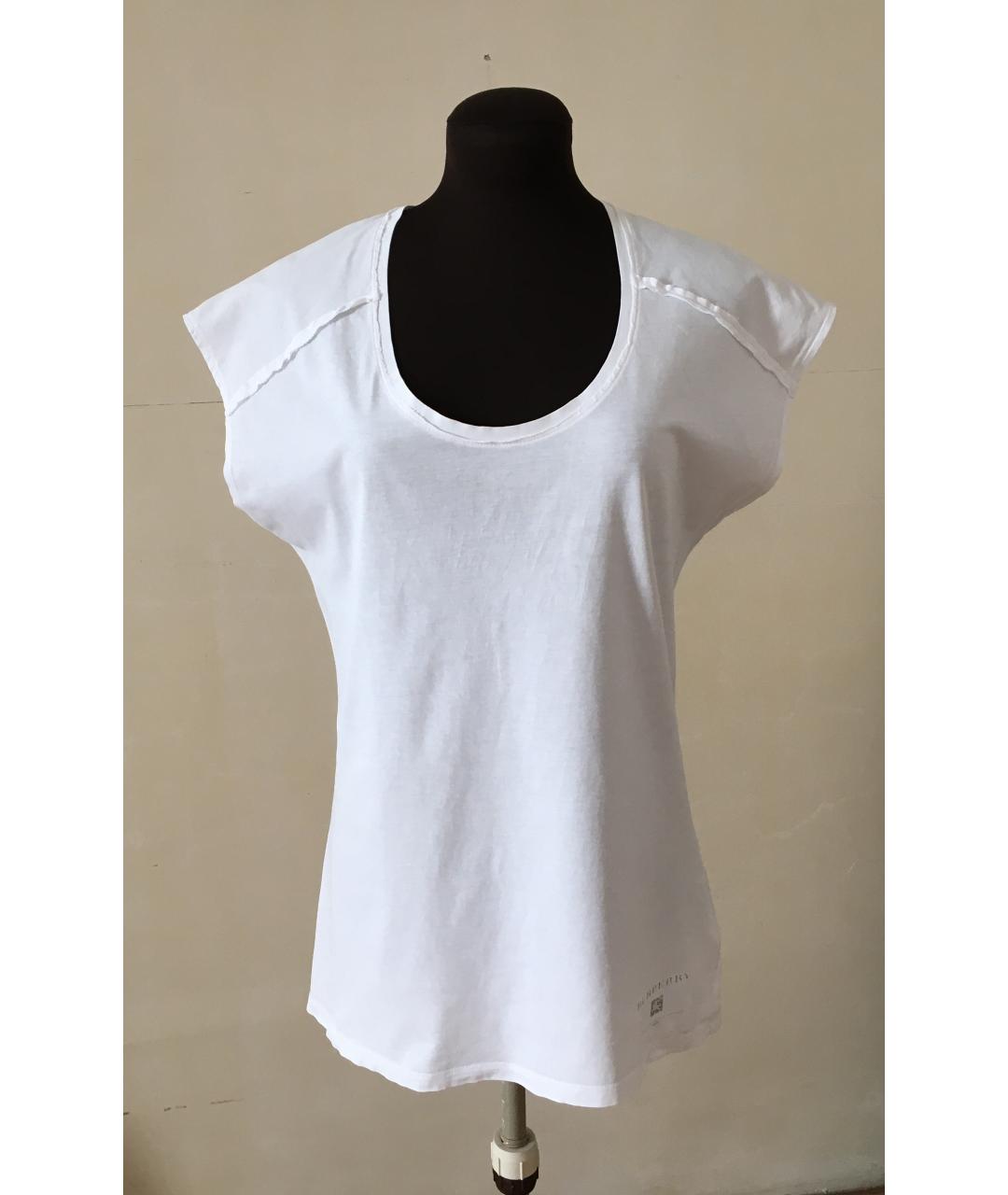 BURBERRY Белая хлопковая футболка, фото 4