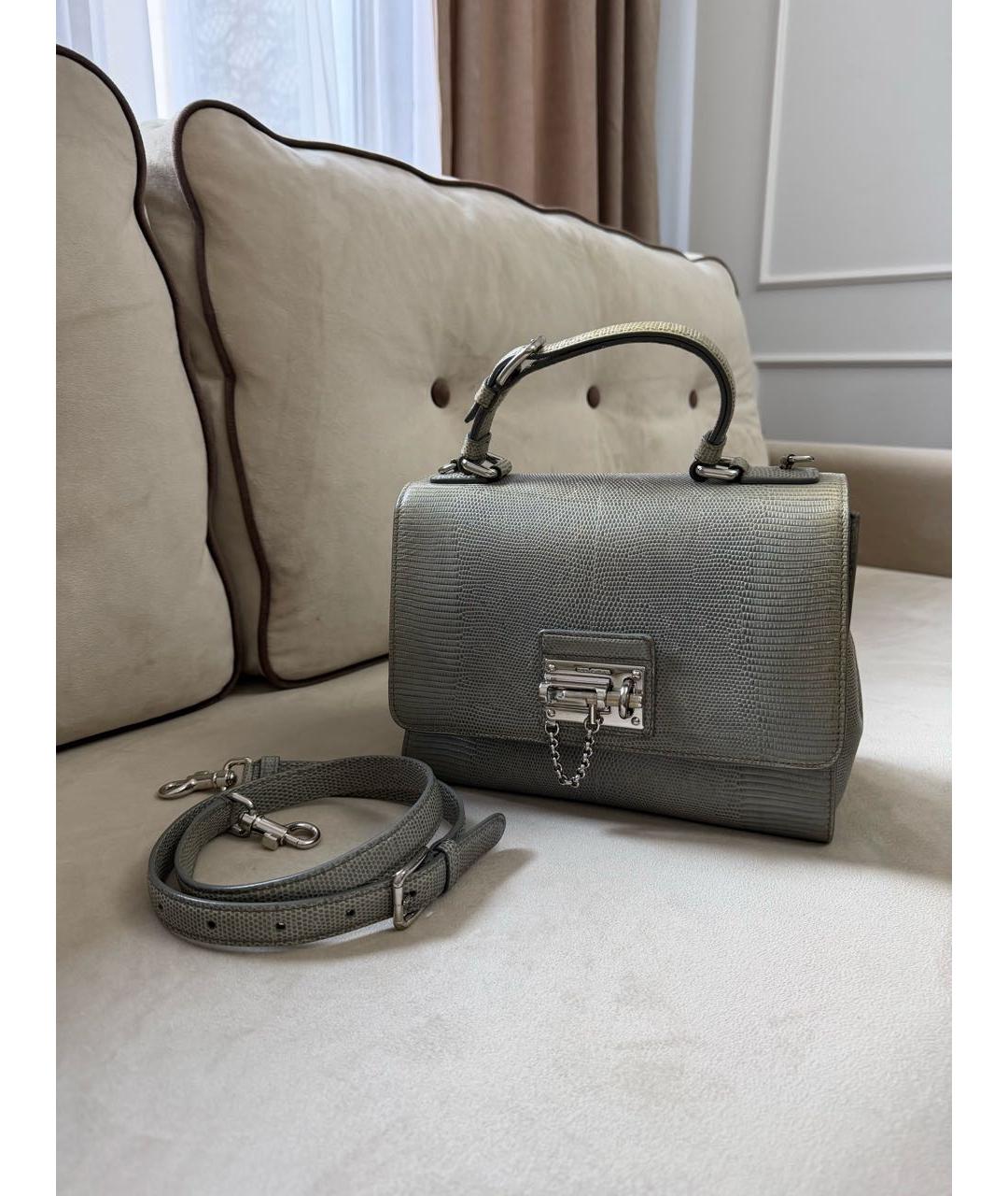 DOLCE&GABBANA Серая кожаная сумка через плечо, фото 3