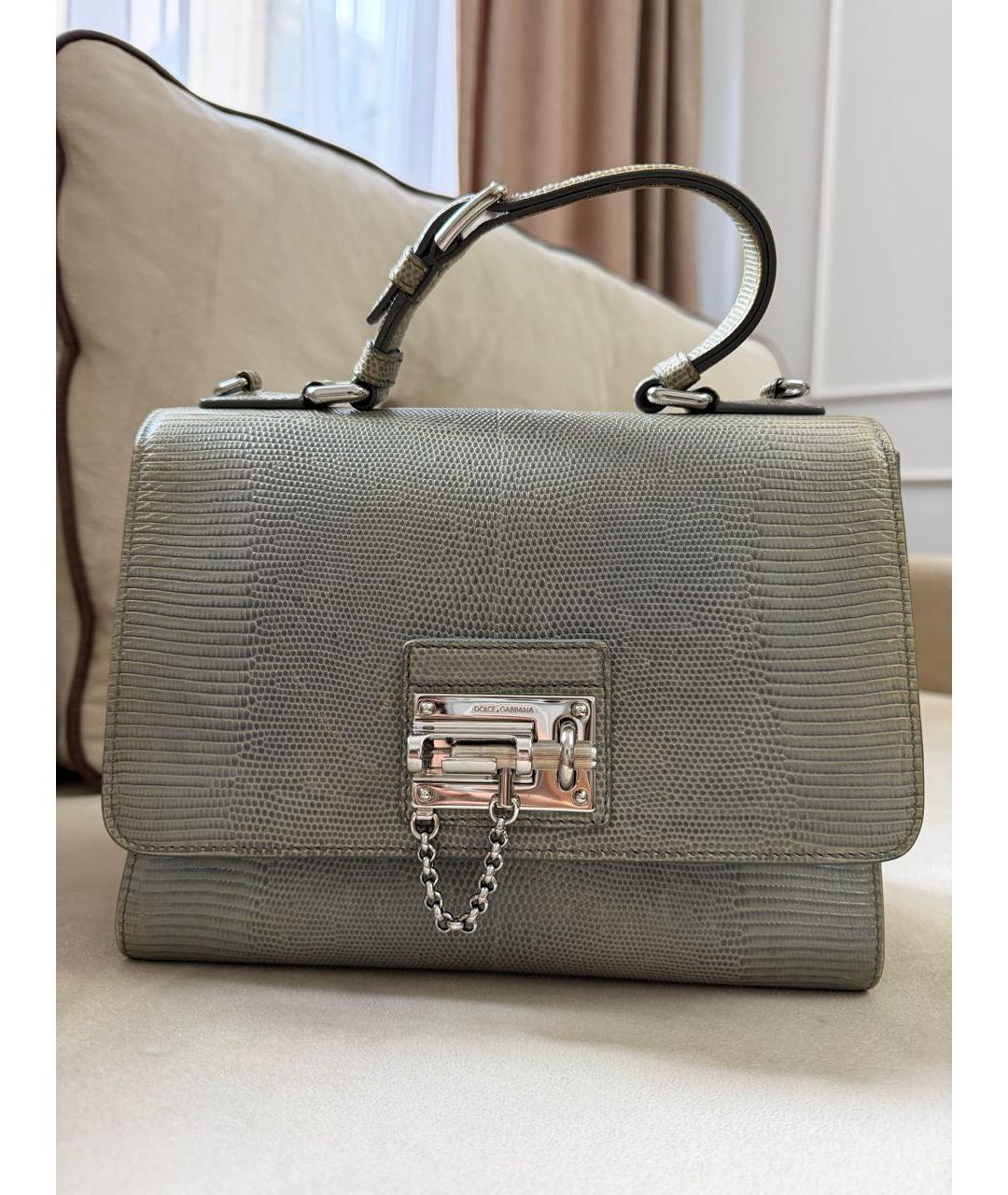 DOLCE&GABBANA Серая кожаная сумка через плечо, фото 2