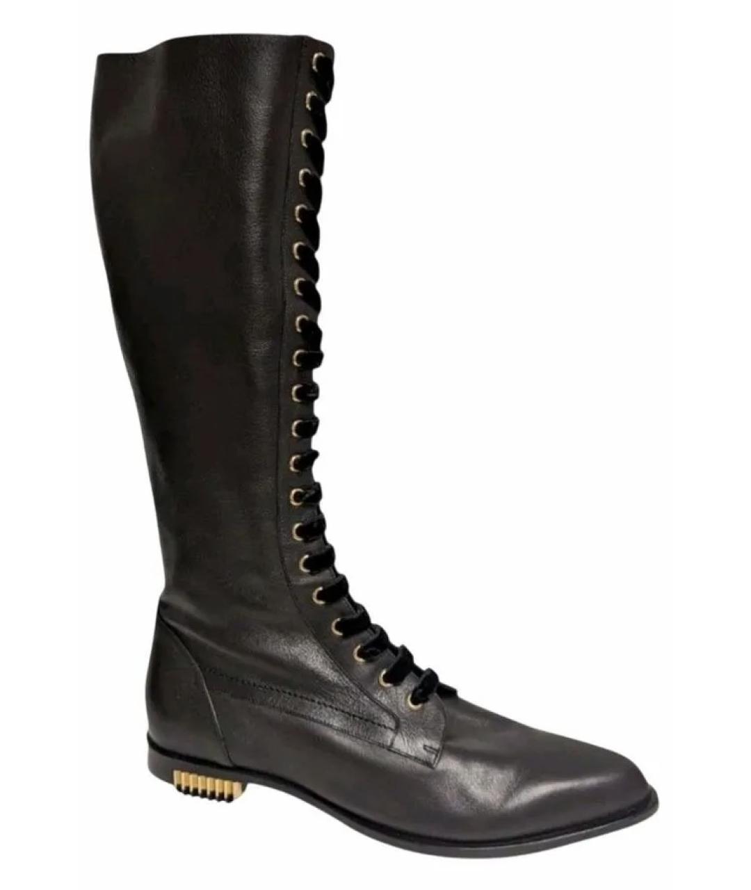 GIORGIO ARMANI Черные кожаные сапоги, фото 1