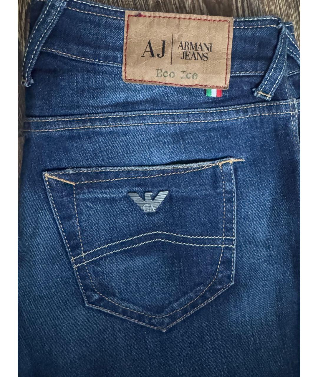 ARMANI JEANS Синие хлопковые прямые джинсы, фото 4