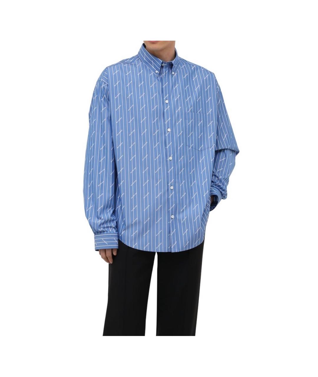 BALENCIAGA Голубая хлопковая классическая рубашка, фото 6