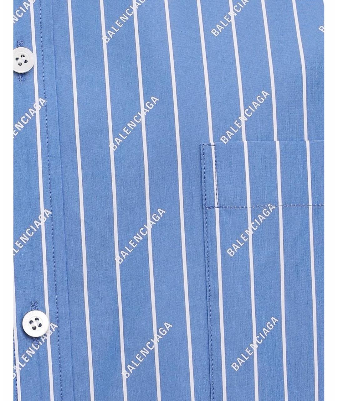 BALENCIAGA Голубая хлопковая классическая рубашка, фото 4