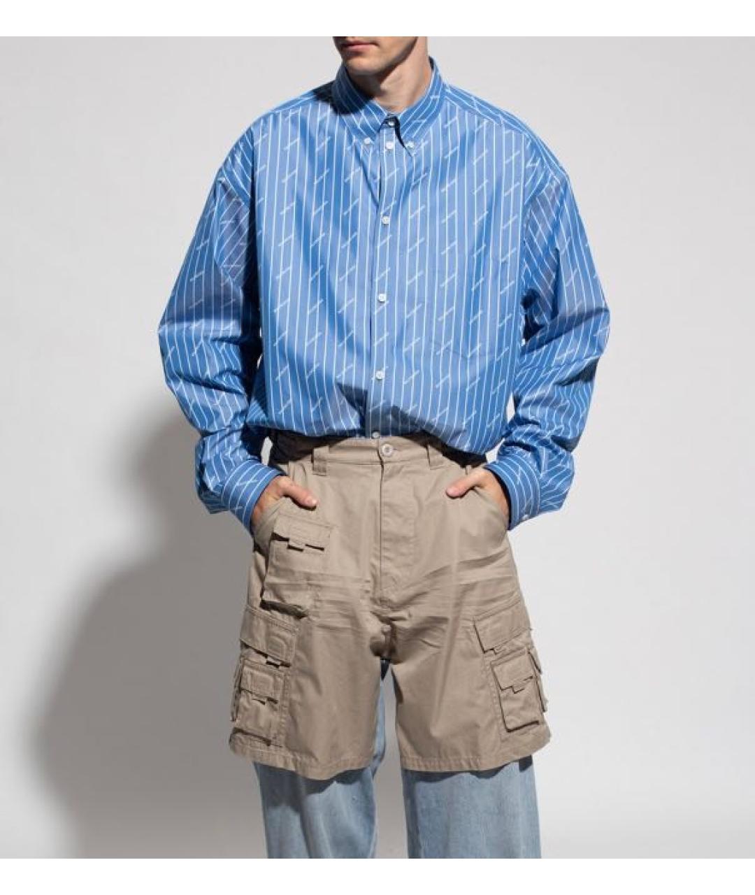 BALENCIAGA Голубая хлопковая классическая рубашка, фото 5