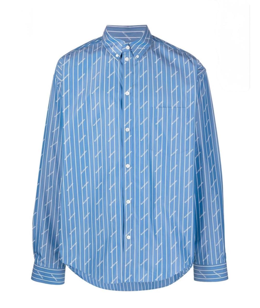 BALENCIAGA Голубая хлопковая классическая рубашка, фото 7