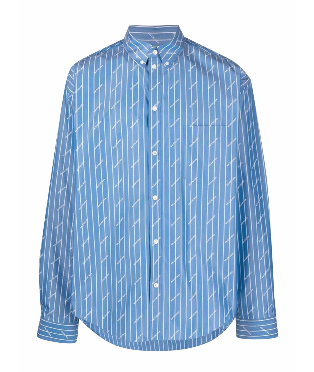 BALENCIAGA Голубая хлопковая классическая рубашка, фото 1