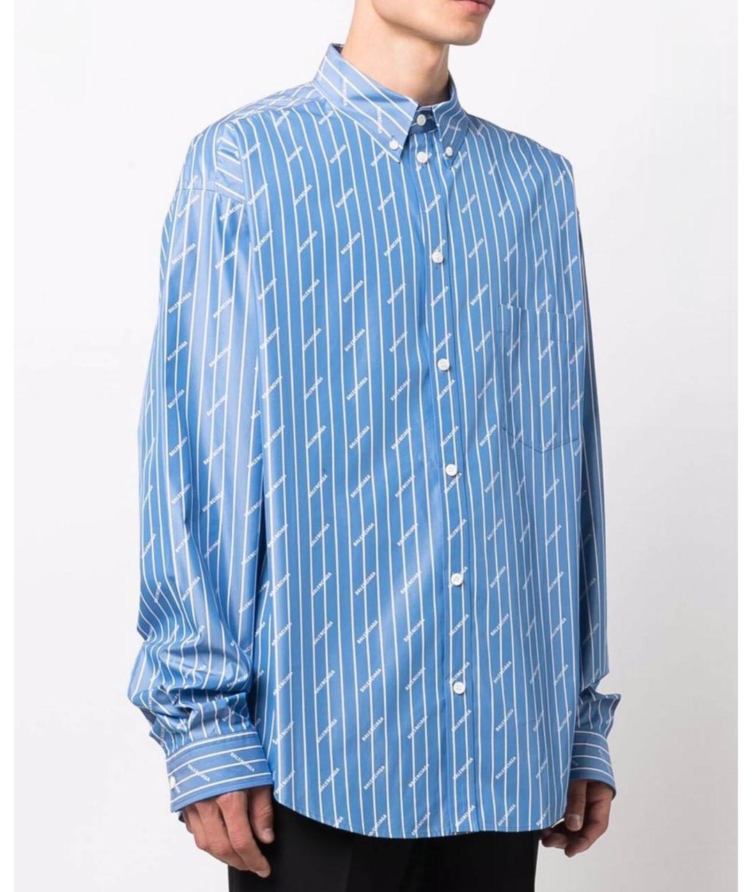 BALENCIAGA Голубая хлопковая классическая рубашка, фото 3