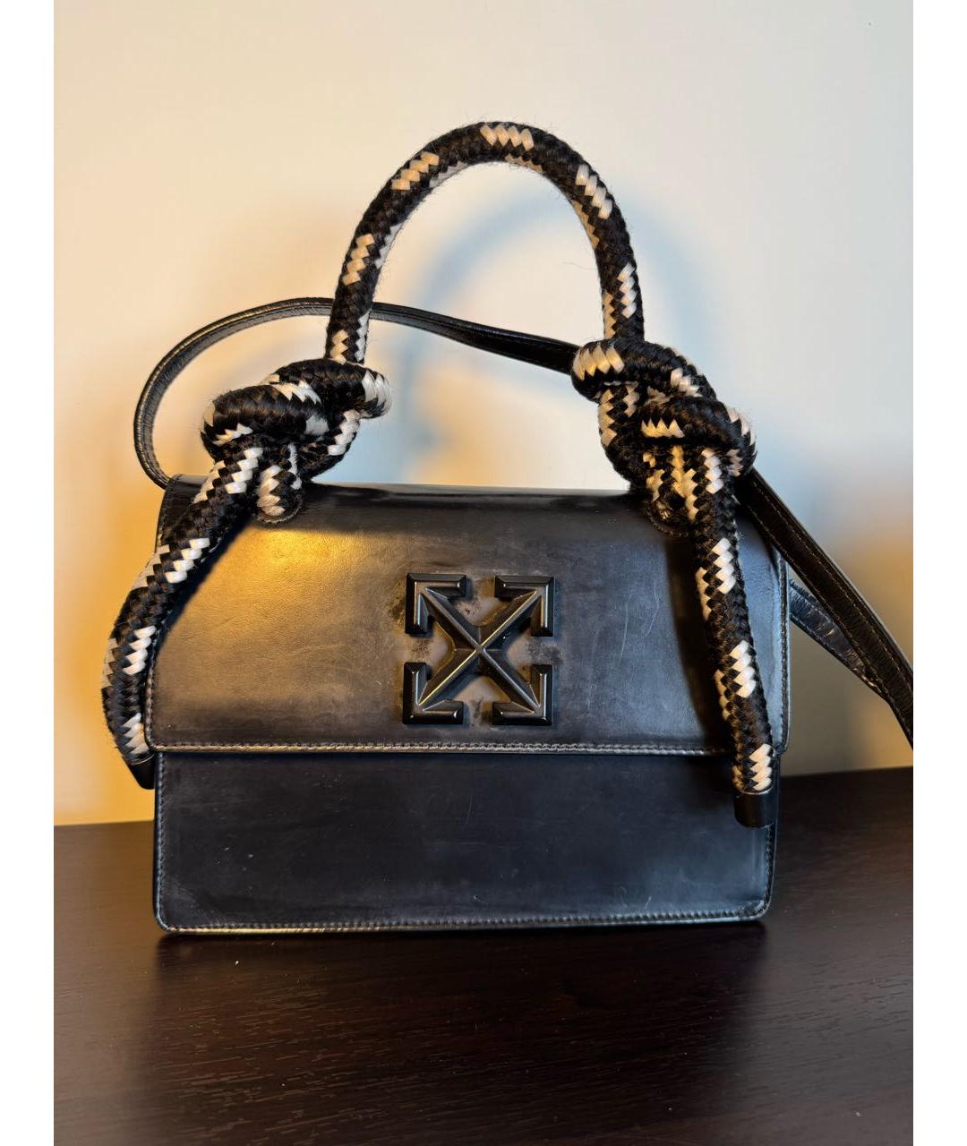 OFF-WHITE Черная кожаная сумка через плечо, фото 5