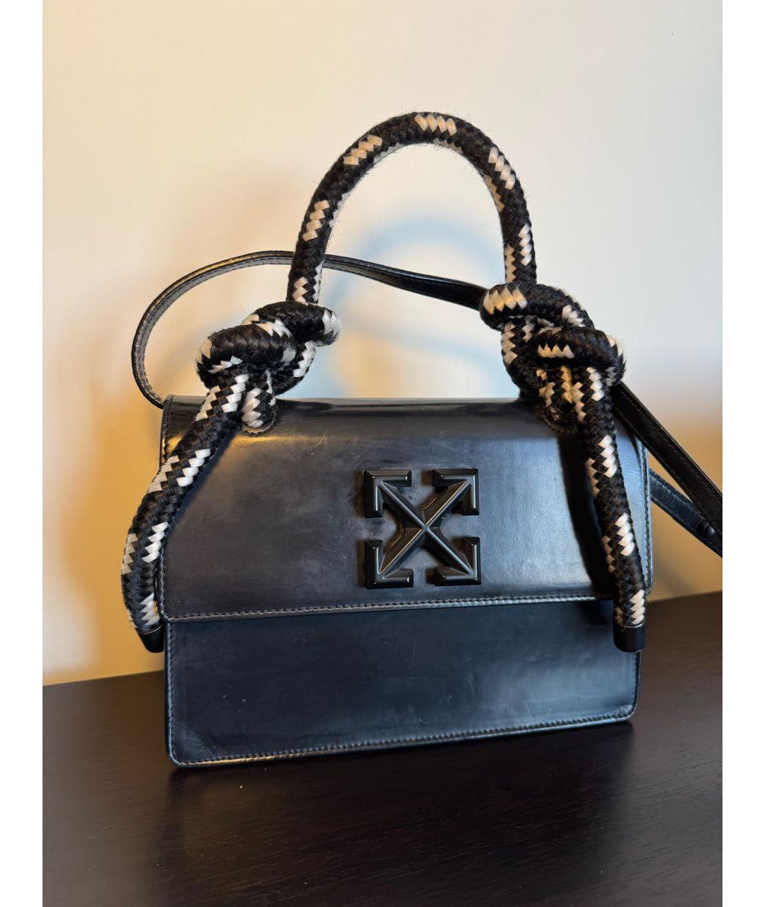 OFF-WHITE Черная кожаная сумка через плечо, фото 4