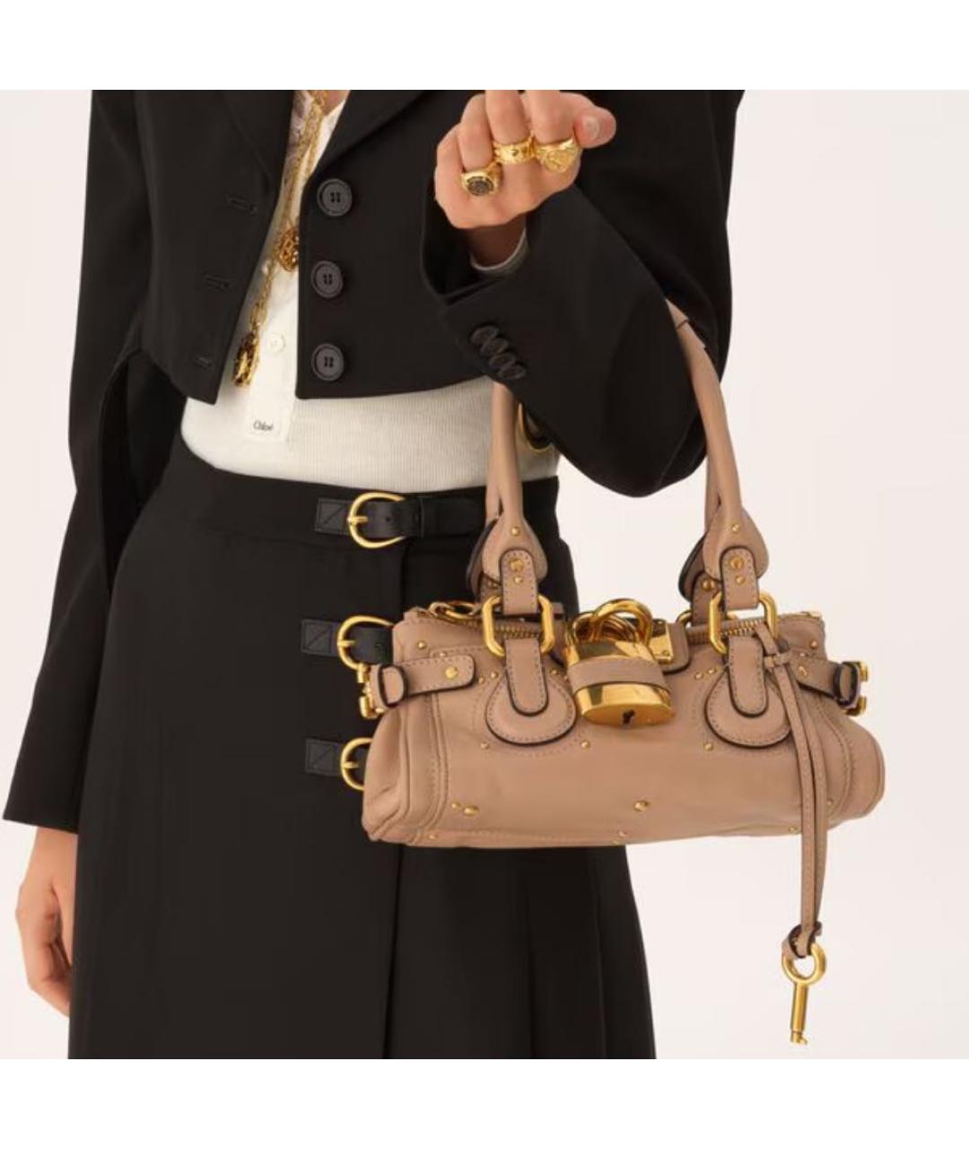 CHLOE Розовая кожаная сумка с короткими ручками, фото 2