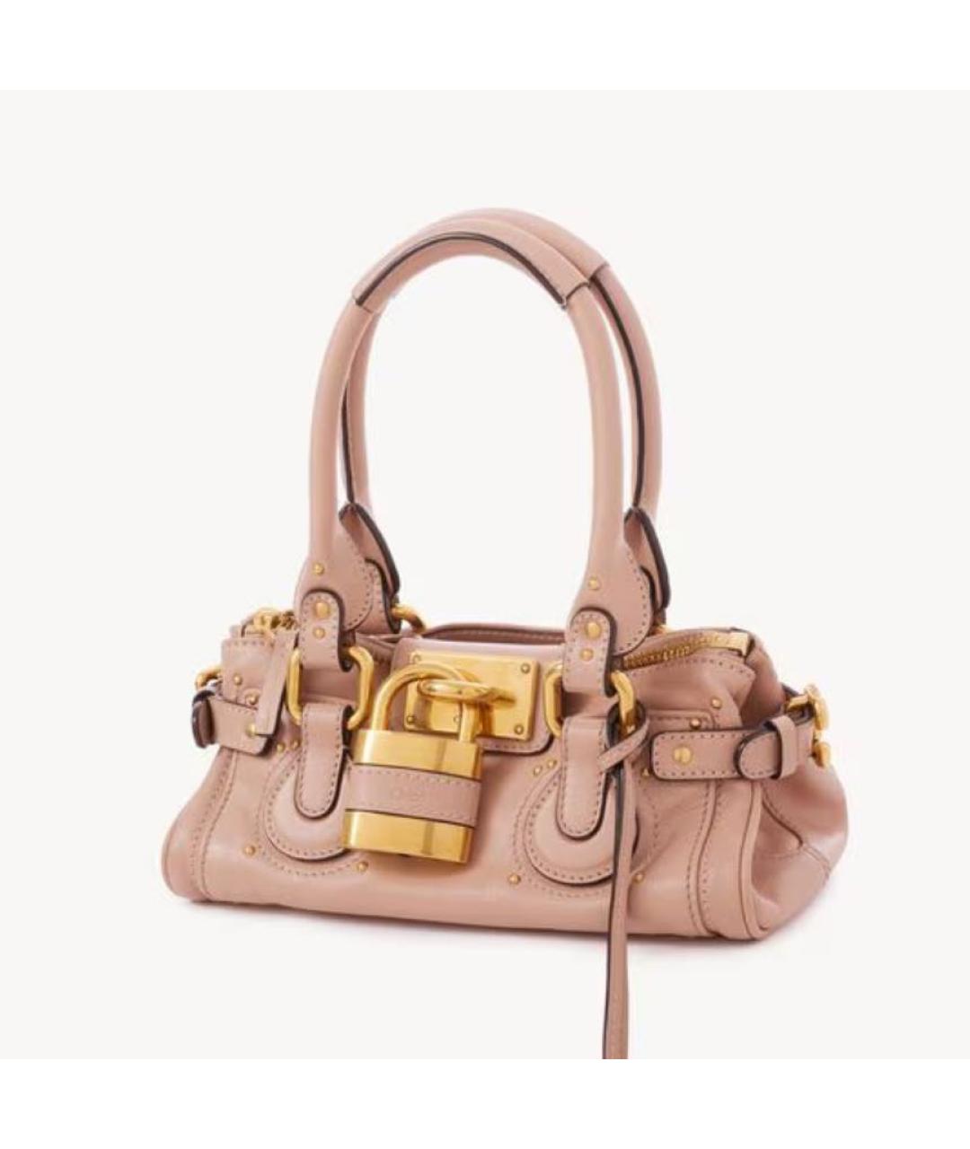 CHLOE Розовая кожаная сумка с короткими ручками, фото 3